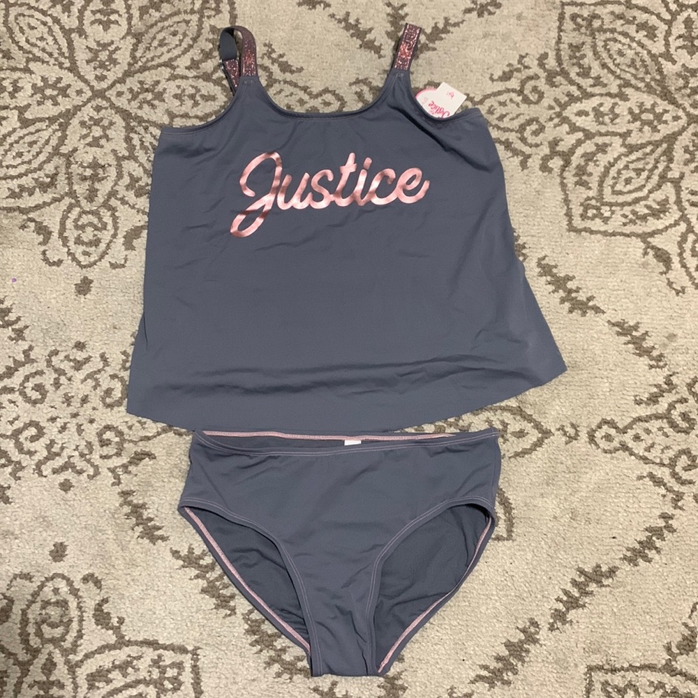 Justice brand kid girl 2 piece swimsuit size 18 NWT